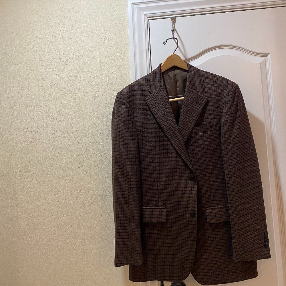 Austin Reed - 100% Virgin Wool Brown Plaid Blazer